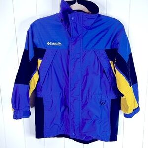 Columbia Talbots Kids Youth‎ Boys Jacket Size 8 Blue Lime Full Zip Windbreaker